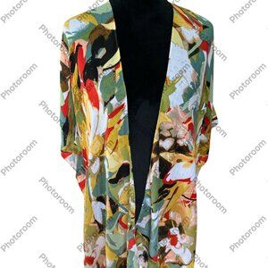 Do everything in love Multicolor Abstract Tasseled Long Open Kimono One-Size
